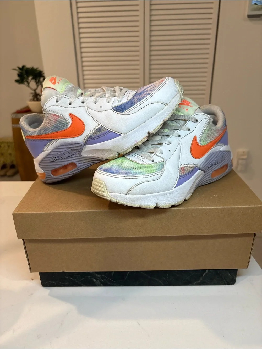 Nike Air Max Pastel Tie-Dye Sneakers with Orange Swoosh size 6.5 women’s